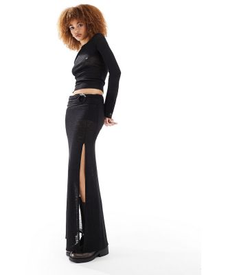 COLLUSION trim detail knit maxi skirt in black