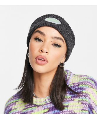 COLLUSION Unisex fisherman beanie with logo in charcoal-Grey