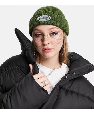 COLLUSION Unisex fisherman beanie with logo in green