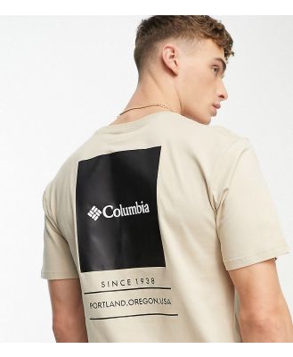 Columbia Barton Springs back print t-shirt in beige Exclusive at ASOS-Neutral