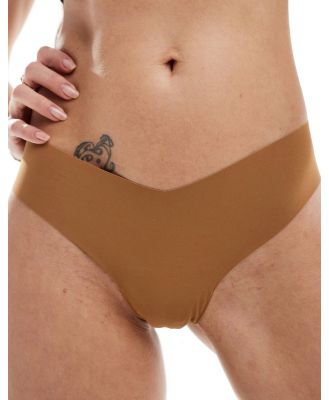 Commando classic raw-cut microfibre lingerie thong in caramel-Brown