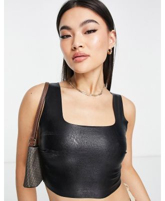Commando faux leather crop top in black