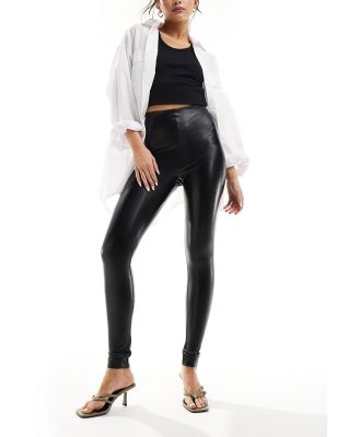 Commando faux leather leggings with smoothing waist in black