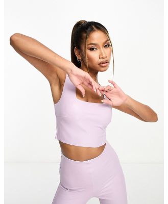 Commando faux leather square neck crop top in lilac (part of a set)-Purple