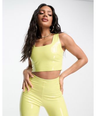 Commando faux patent leather crop top in pastel yellow (part of a set)