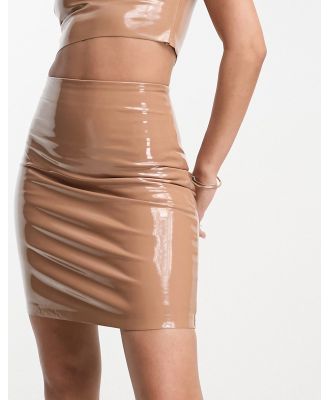 Commando faux patent leather mini skirt in tan (part of a set)-Brown