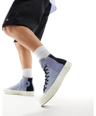 Converse Chuck 70 Hi suede and canvas sneakers in blue multi