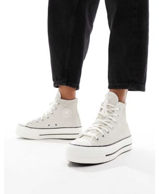 Converse Chuck Taylor All Star Lift Hi suede sneakers in egret-White