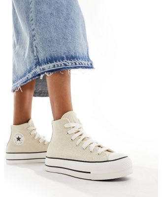 Converse Lift Hi sneakers with chunky hiking laces in cream-White