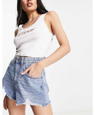 Cotton On high waist mom rip denim shorts in blue