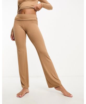 Cotton On pyjama Sleep Recovery roll waist bottoms in cafe noir (part of a set)-Brown