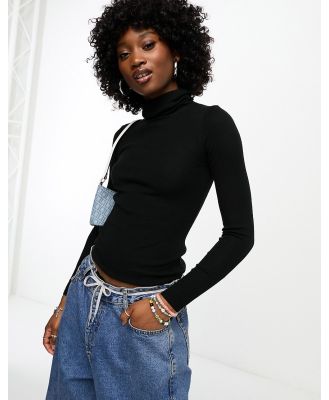 Cotton On soft roll neck knit top in black