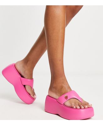 Daisy Street Exclusive chunky sole flip flop sandals in pink