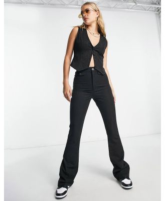 Daisy Street high waisted fitted flare pants in black pin stripe (part of a set)