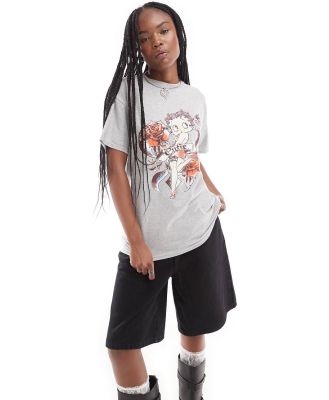 Daisy Street oversized t-shirt with vintage Betty Boop print in grey