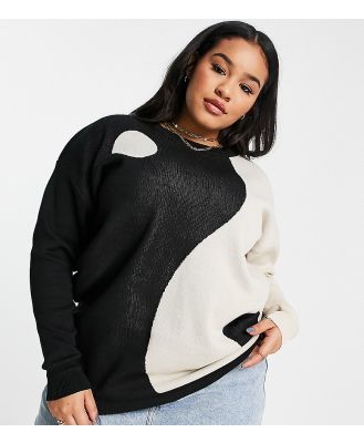 Daisy Street Plus relaxed knitted yin and yang jumper-Multi