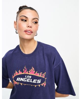 Daisy Street relaxed tshirt with Los Angeles graphic in navy
