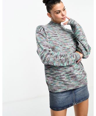 Daisy Street roll neck slouchy jumper in blue space knit