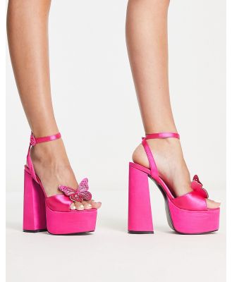 Tammy Girl butterfly embellished platform heels in hot pink