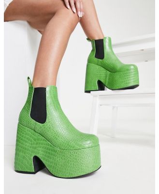 Tammy Girl wedge platform boots in green croc