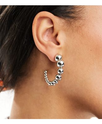 DesignB London ball half hoop earrings in silver