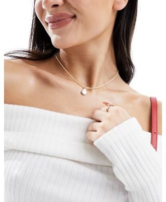 DesignB London cord necklace with pearl pendant in white