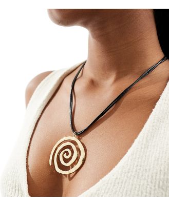 DesignB London cord necklace with swirl pendant in gold
