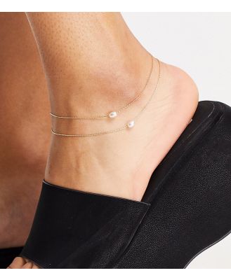 DesignB London Curve London multirow anklet with pearl in gold tone