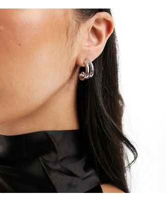 DesignB London double effect hoop earrings in silver