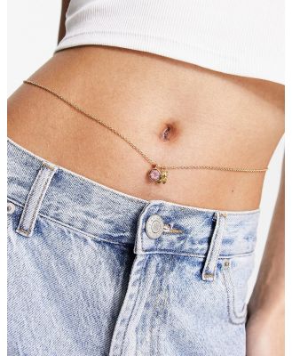 DesignB London festival belly chain with butterfly charms in gold