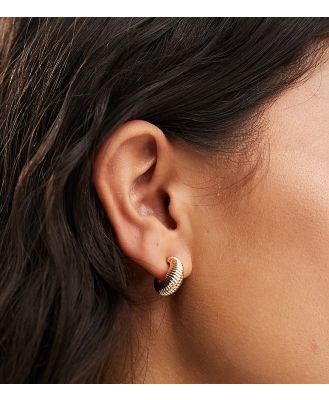 DesignB London twisted mini hoop earrings in gold
