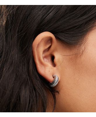 DesignB London twisted mini hoop earrings in silver