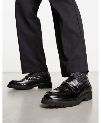 Devil's Advocate croc loafers in black leather