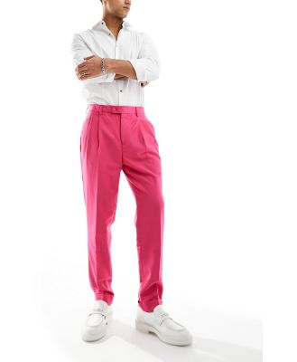 Devils Advocate high-waisted pleated tapered smart pants-Pink