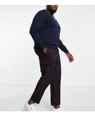 Devil's Advocate Plus oversized checked cargo pants in burgundy-Red