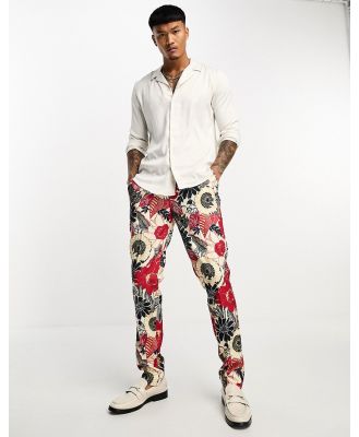 Devil's Advocate skinny fit suit pants in floral print-Multi