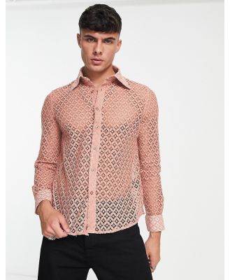 Devil's Advocate wide collar lace shirt in dusty pink