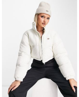 Dickies Alatna cropped puffer jacket in cream-White