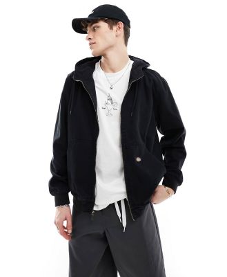 Dickies duck canvas unlined hooded jacket in washed black