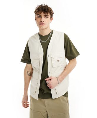 Dickies Fisherville vest in cream-White