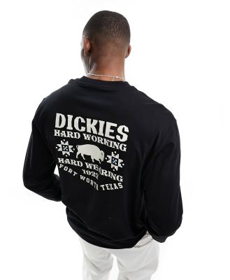 Dickies Hays long sleeve t-shirt with texas back print in black