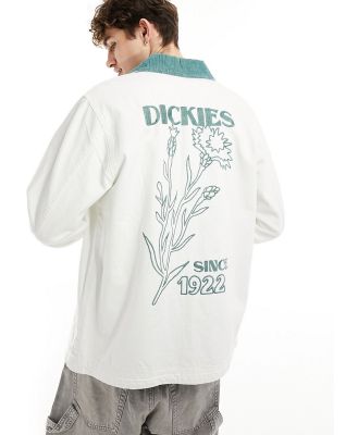 Dickies Herndon back print jacket in white with green detailing