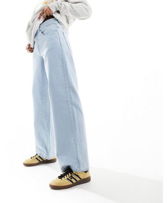 Dickies Herndon mid rise loose fit wide leg jeans in light blue