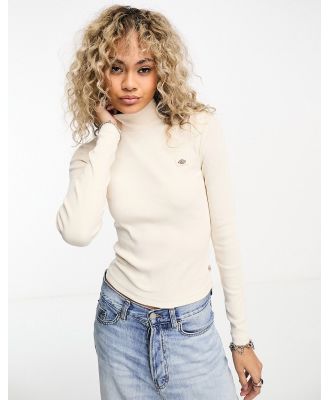 Dickies Marysville ribbed high neck long sleeve t-shirt in stone-Neutral