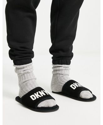 DKNY logo slider slippers in black