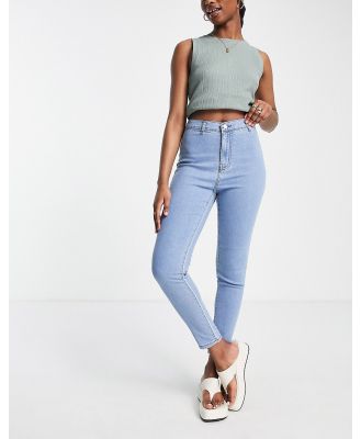DTT Chloe high waisted disco stretch skinny jeans in light wash blue