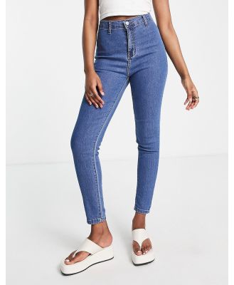 DTT Chloe high waisted disco stretch skinny jeans in mid wash blue