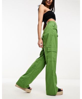 DTT Del high waisted cargo pants in green
