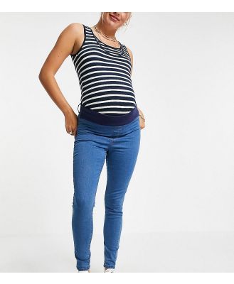 DTT Maternity Chloe under the bump disco stretch skinny jeans in mid wash blue
