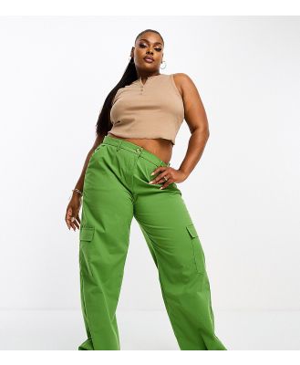DTT Plus Del high waisted cargo pants in green